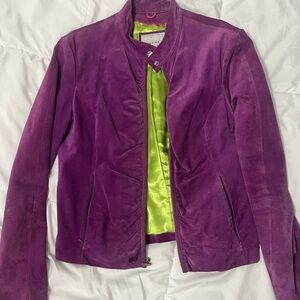 Wilsons Leather Purple Jacket with Green Lining